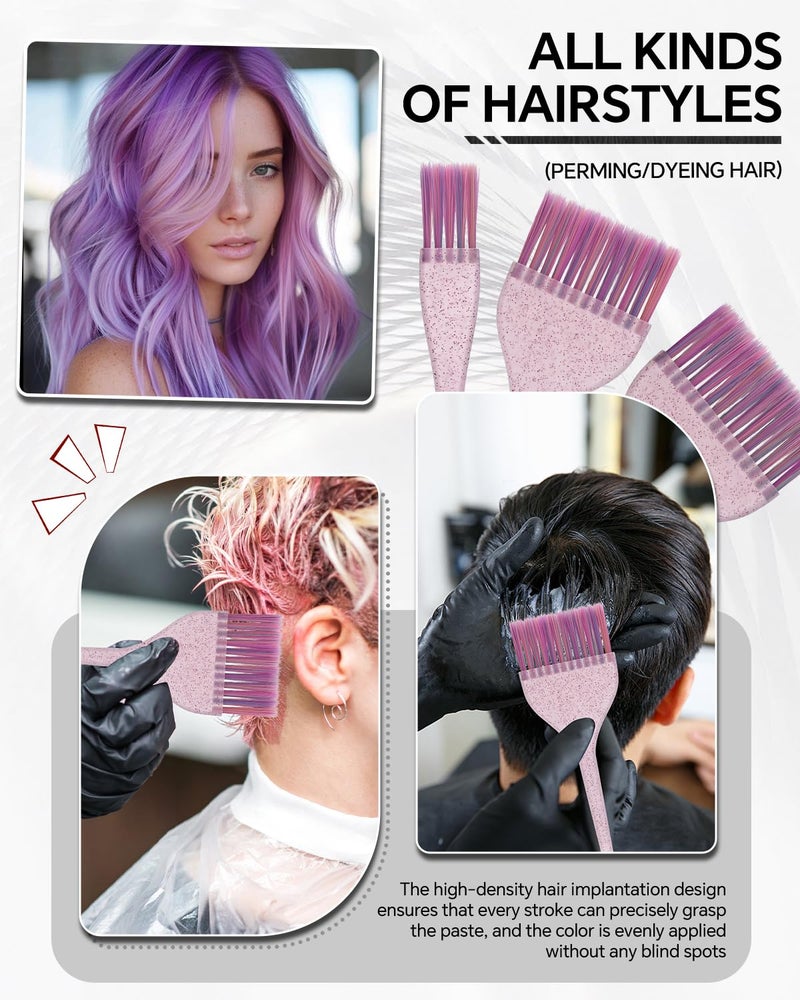 BarberTop 3 Pack Hair Color Brush Set - Professional Hair Dye Brush for Stylist, for Highlighting, Tint and Coloring Sections - Women Men Salon Use Home DIY Dyeing - Image 4